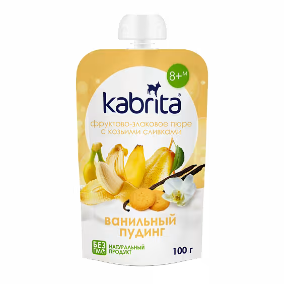 Пюре фруктово-злаковое Kabrita Ванильный пудинг (с 8 месяцев) 100 г