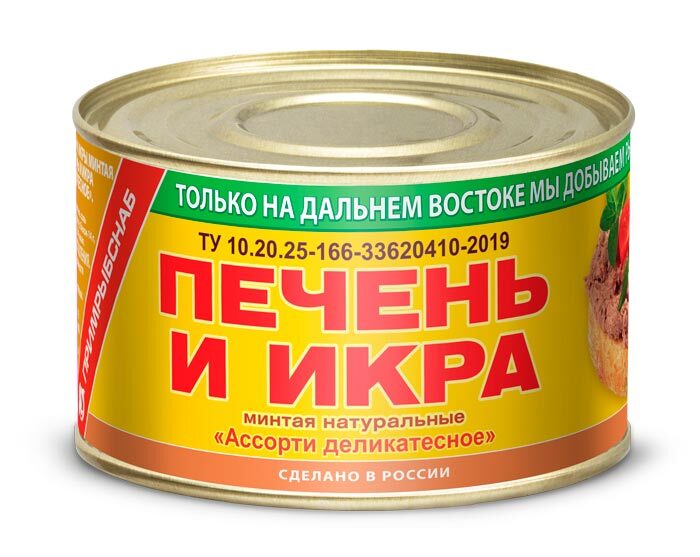 Печень и икра минтая Примрыбснаб ассорти деликатесное 240 г