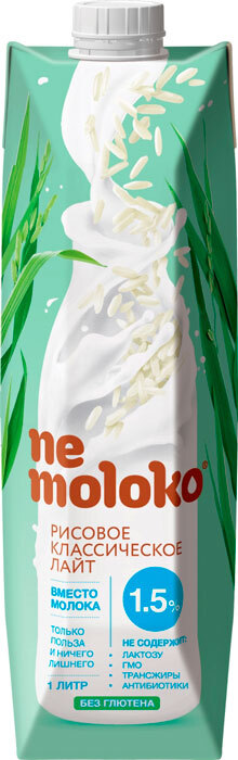 Напиток Nemoloko Рисовое Классическое Лайт 1.5 жирность 1,0 л