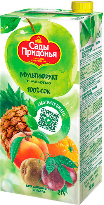 Сок с мякотью Сады Придонья Мультифрукт без сахара 2,0 л