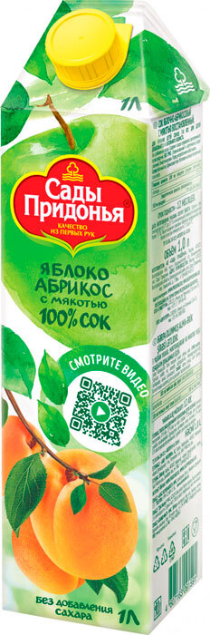 Сок с мякотью Сады Придонья Яблоко Абрикос без сахара 1,0 л