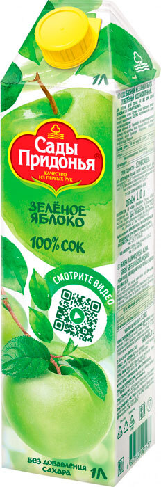 Сок Сады Придонья Зелёное Яблоко без сахара 1,0 л