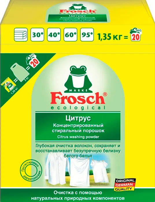 Cтиральный порошок концентрат Frosch Цитрус для белого 1,45 кг